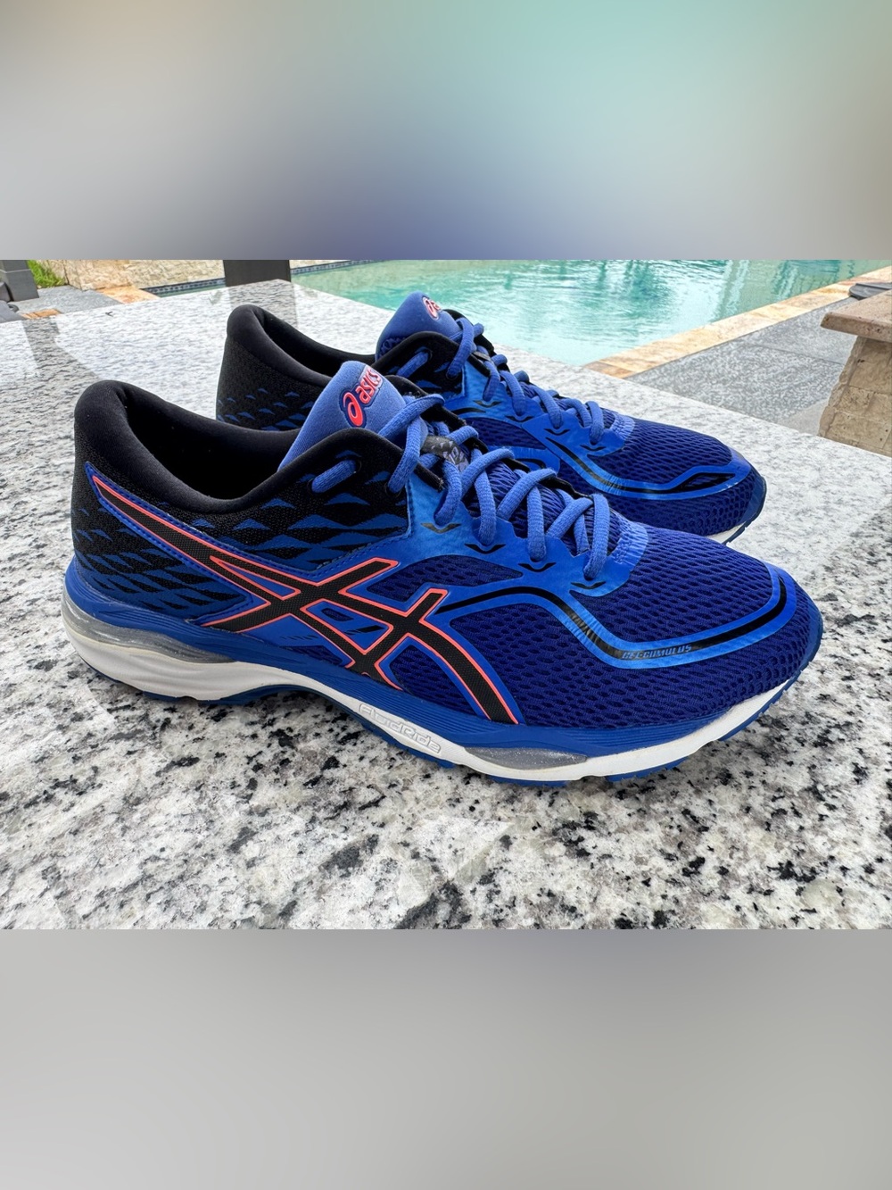 ASICS Men's Athletic Running Shoes - Blue with Coral Accents